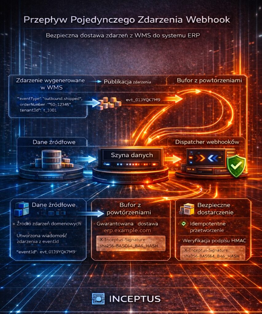 Przepływ zdarzenia webhook w systemie WMS